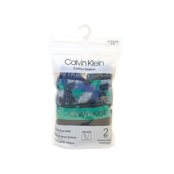 CALVIN KLEIN 2 Pack Boys Cotton Stretch Boxer Briefs - NWT - Size XL - Picture 2 of 3